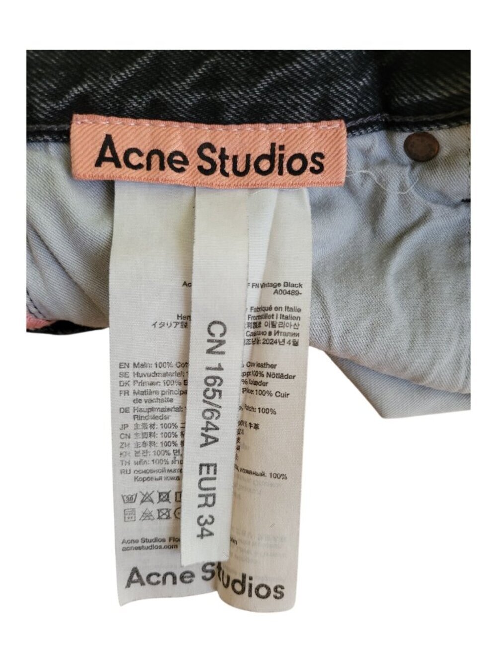 Acne Studios 1981F FN Vintage Black Wide Leg Jeans Size 34 Made Italy Denim - Picture 6 of 14